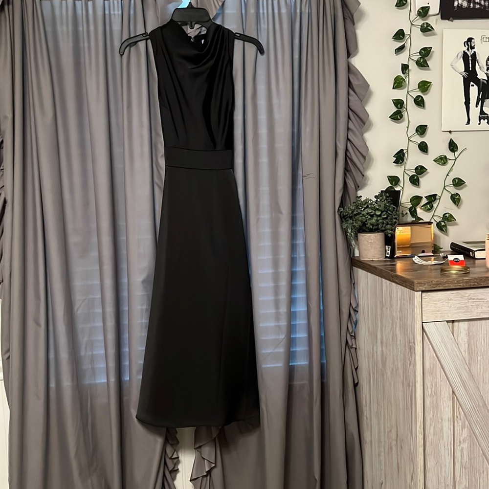Black satin Antonia Melani dress